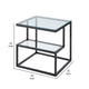 Elena End Table with 2-Tier Design | Glass Top and Shelf | Black Metal BM336347