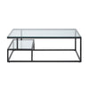 Elena Coffee Table | 2-Tier Design | Glass Top and Shelf | Black Metal BM336348