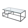 Elena Coffee Table | 2-Tier Design | Glass Top and Shelf | Black Metal