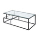 Elena Coffee Table | 2-Tier Design | Glass Top and Shelf | Black Metal