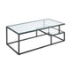 Elena Coffee Table | 2-Tier Design | Glass Top and Shelf | Black Metal BM336348