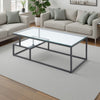 Elena Coffee Table | 2-Tier Design | Glass Top and Shelf | Black Metal