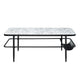 Marty 3pc Coffee End Table Set | White Marble Fluted Glass | Black BM336352