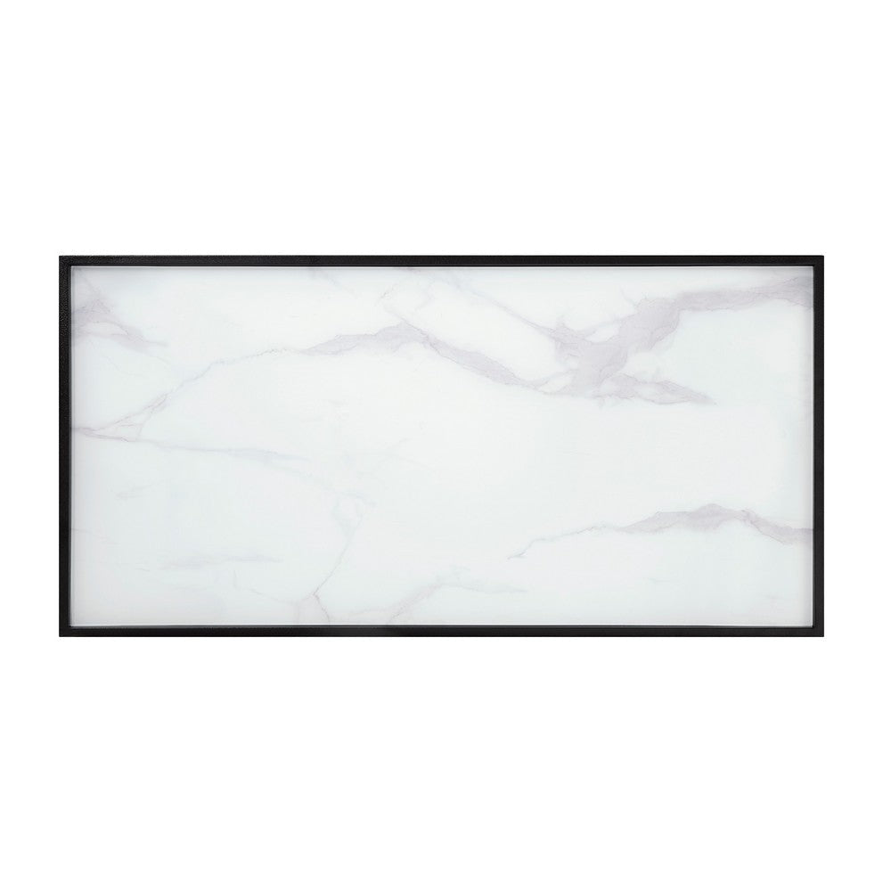 Anya 3pc Coffee and End Table Set | White Marble Print Glass | Black BM336353