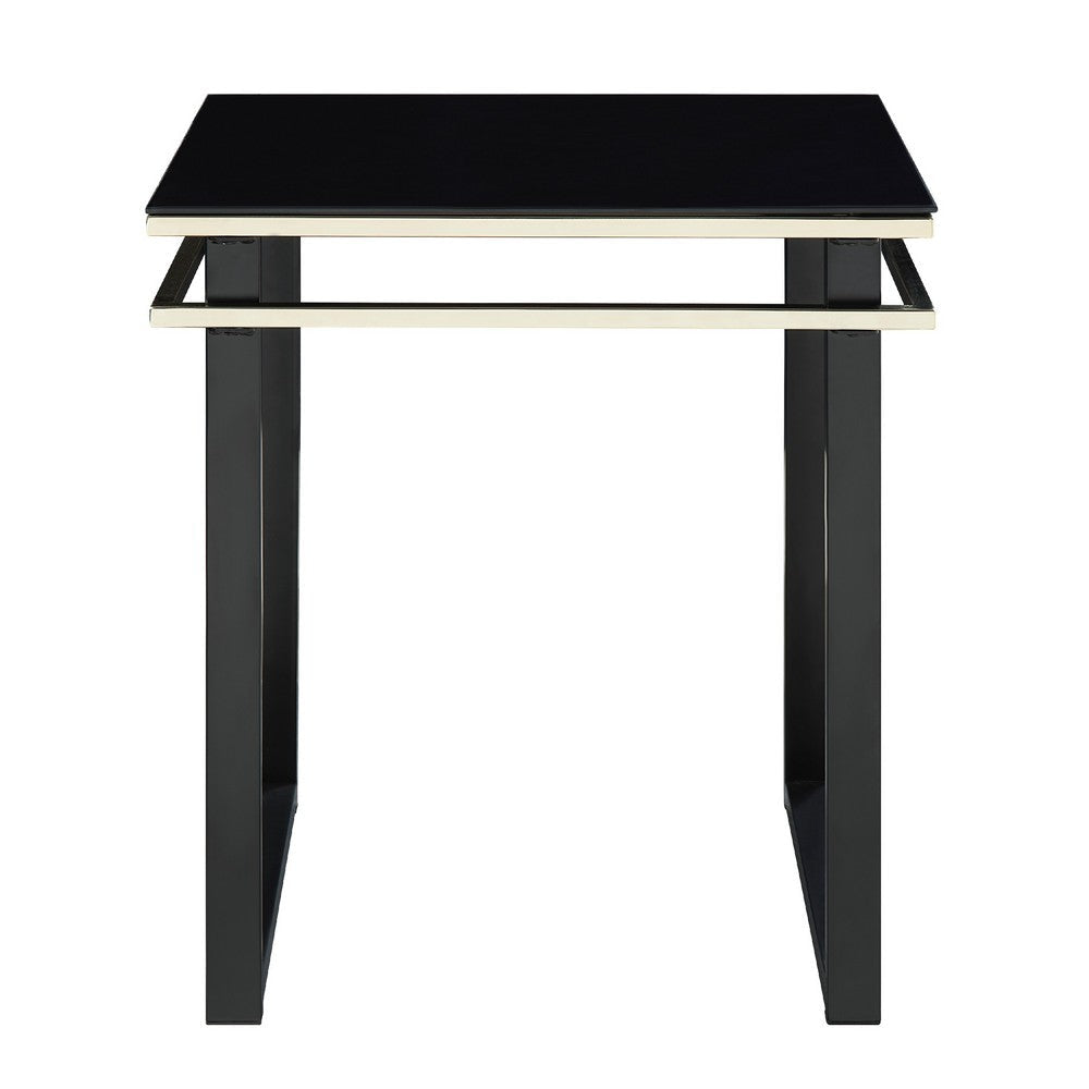 Zamie 3pc Coffee and End Table Set | Black Glass Top | Gold Accents BM336354