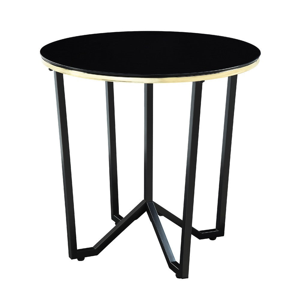 Amyra 3pc Occasional Coffee and End Table Set | Black Glass | Gold BM336355
