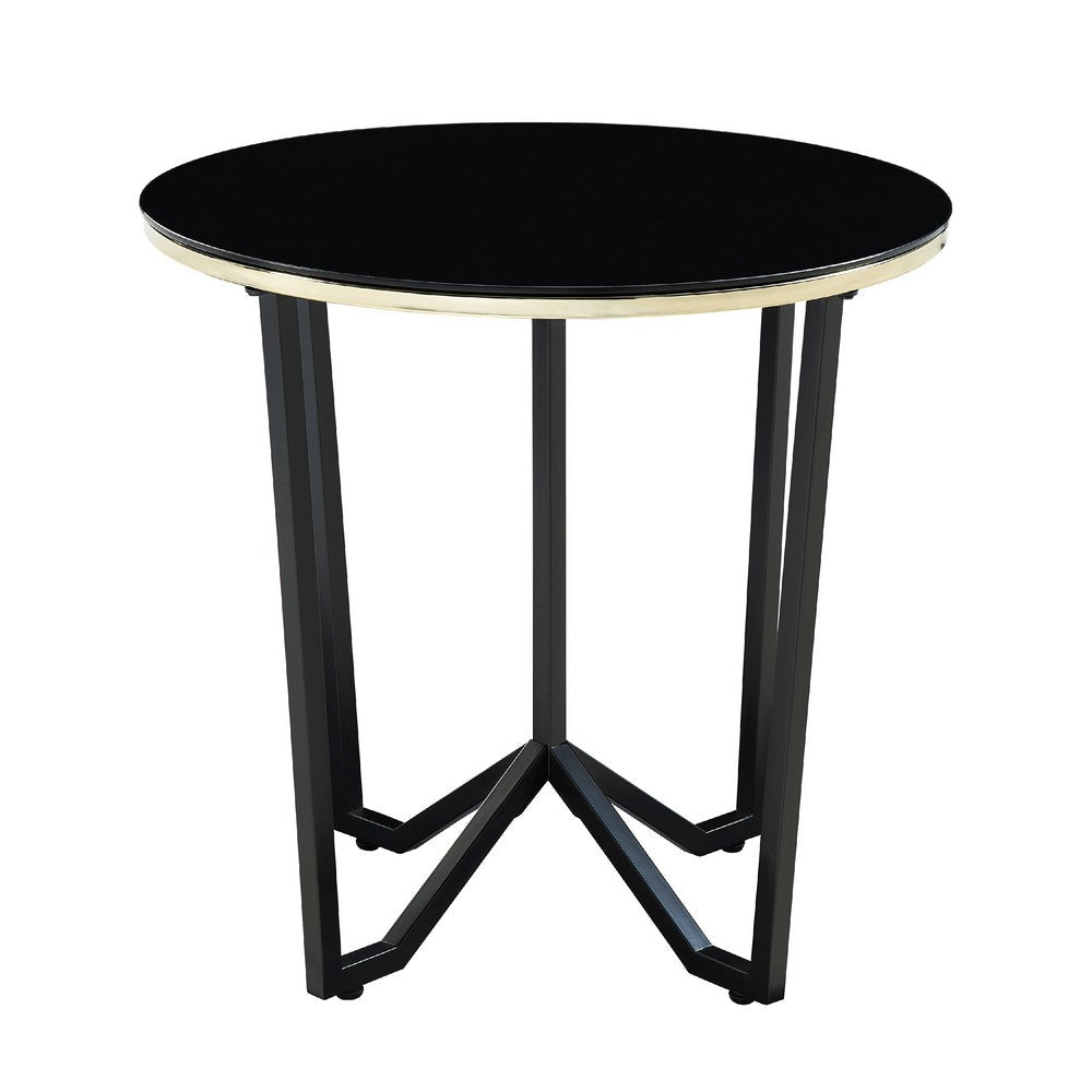 Amyra 3pc Occasional Coffee and End Table Set | Black Glass | Gold BM336355