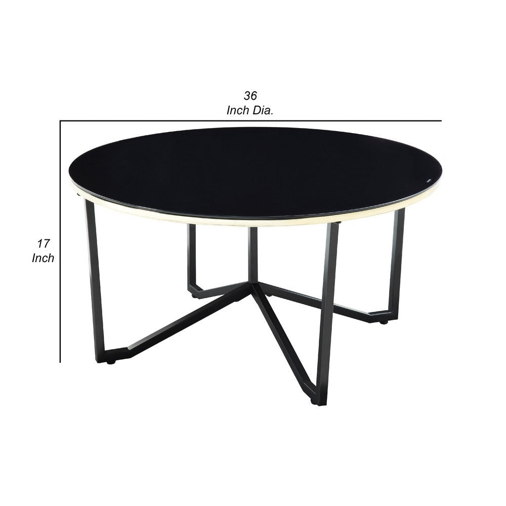 Amyra 3pc Occasional Coffee and End Table Set | Black Glass | Gold BM336355