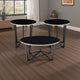 Amyra 3pc Occasional Coffee and End Table Set | Black Glass | Gold