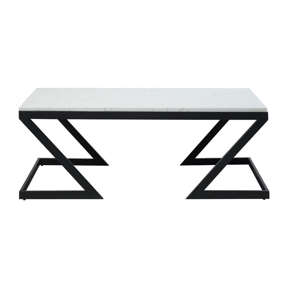 Azzy 3pc Occasional Coffee Table Set | Angled Base | White Faux Stone BM336356