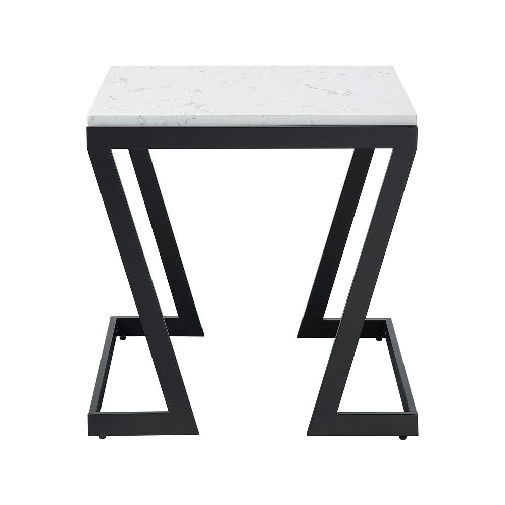 Azzy 3pc Occasional Coffee Table Set | Angled Base | White Faux Stone BM336356