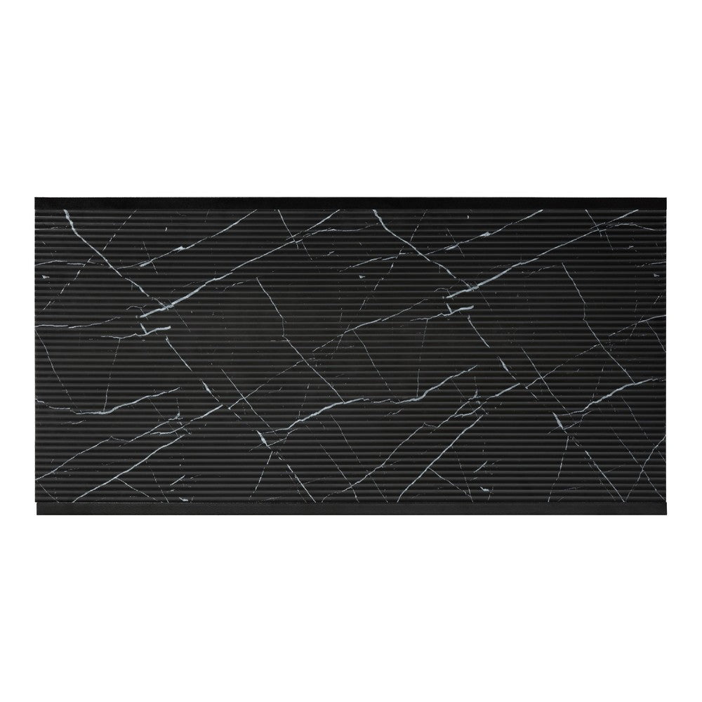Melin 3pc Coffee and End Table Set | Geometric Black Glass Marbled Top BM336357