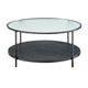 Deena 2pc Coffee and End Table Set | Fluted Glass Top | Black Metal BM336358