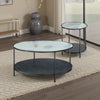 Deena 2pc Coffee and End Table Set | Fluted Glass Top | Black Metal