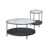Deena 2pc Coffee and End Table Set | Fluted Glass Top | Black Metal
