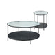 Deena 2pc Coffee and End Table Set | Fluted Glass Top | Black Metal