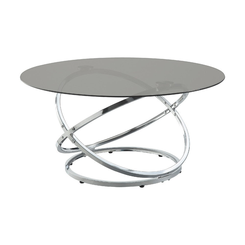 Marlyn 3pc Coffee End Table Set | Black Round Tempered Glass | Chrome BM336359