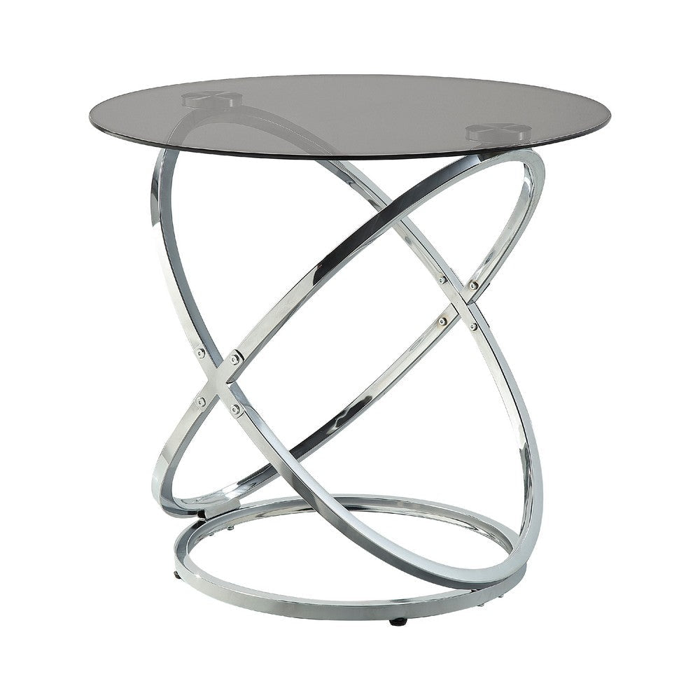 Marlyn 3pc Coffee End Table Set | Black Round Tempered Glass | Chrome BM336359