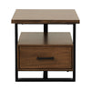 Voz Side End Table | Drawer and Open Shelf | Walnut Brown | Black 22’’ BM336362