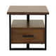 Voz Side End Table | Drawer and Open Shelf | Walnut Brown | Black 22’’ BM336362