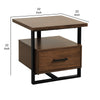 Voz Side End Table | Drawer and Open Shelf | Walnut Brown | Black 22’’ BM336362