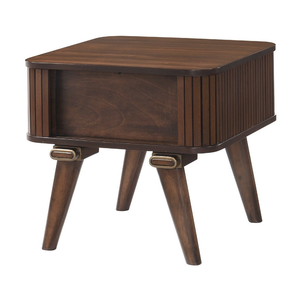 Manny Side End Table | 2 Tambour Doors | A Frame Walnut Brown 24’’ BM336364