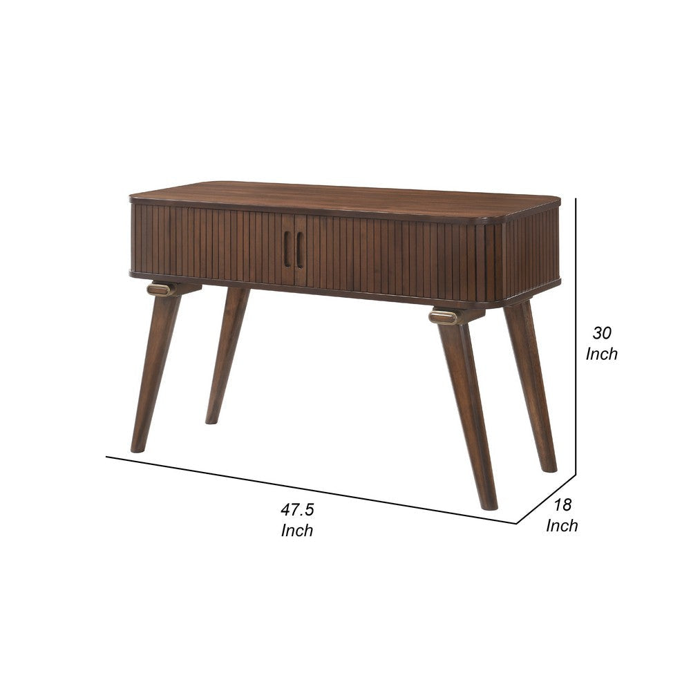 Manny Sofa Console Table | 2 Tambour Doors | Walnut Brown 48’’ BM336365