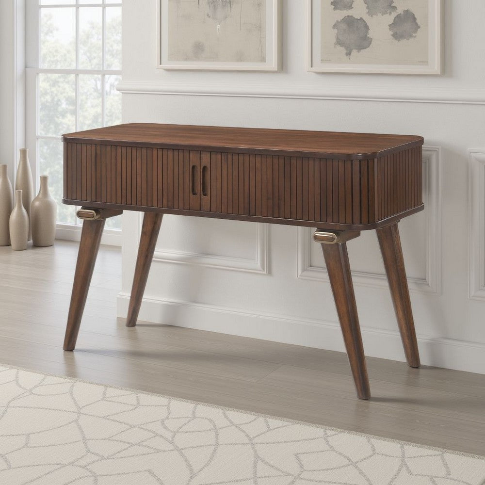Manny Sofa Console Table | 2 Tambour Doors | Walnut Brown 48"