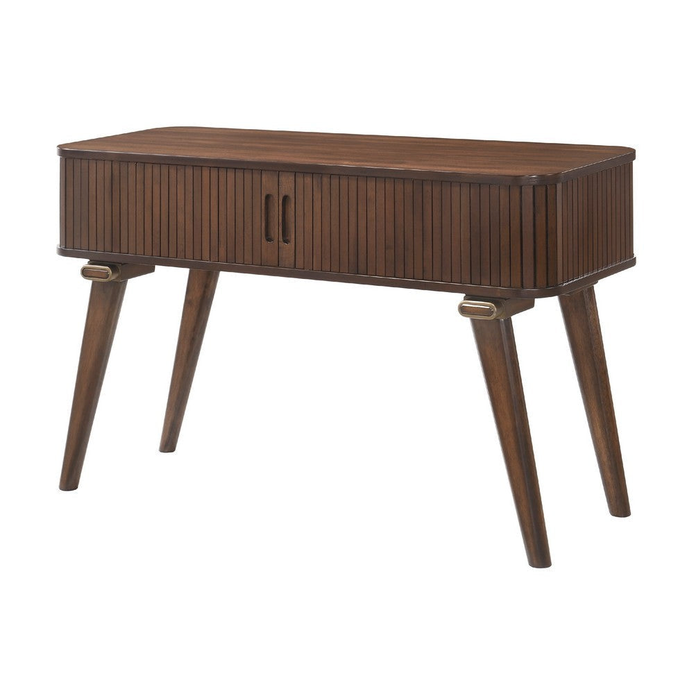 Manny Sofa Console Table | 2 Tambour Doors | Walnut Brown 48"