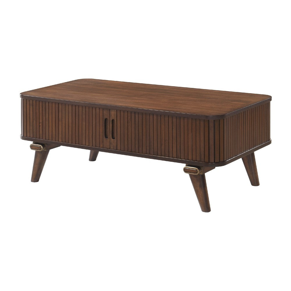 Manny Coffee Table | 2 Tambour Doors | A-Frame Walnut Brown 48"