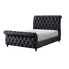 Ellowen King Sleigh Bed | Diamond Tufted | Black Velvet Upholstery