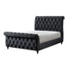 Ellowen King Sleigh Bed | Diamond Tufted | Black Velvet Upholstery