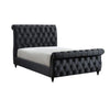 Ellowen King Sleigh Bed | Diamond Tufted | Black Velvet Upholstery