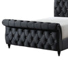 Ellowen King Sleigh Bed | Diamond Tufted | Black Velvet Upholstery