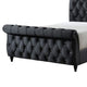 Ellowen King Sleigh Bed | Diamond Tufted | Black Velvet Upholstery