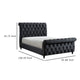 Ellowen King Sleigh Bed | Diamond Tufted | Black Velvet Upholstery