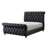 Ellowen Queen Sleigh Bed | Diamond Tufted | Black Velvet Upholstery
