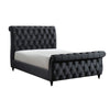 Ellowen Queen Sleigh Bed | Diamond Tufted | Black Velvet Upholstery