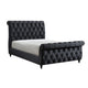 Ellowen Queen Sleigh Bed | Diamond Tufted | Black Velvet Upholstery