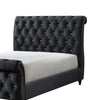 Ellowen Queen Sleigh Bed | Diamond Tufted | Black Velvet Upholstery
