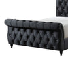 Ellowen Queen Sleigh Bed | Diamond Tufted | Black Velvet Upholstery