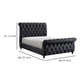 Ellowen Queen Sleigh Bed | Diamond Tufted | Black Velvet Upholstery