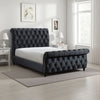 Ellowen Queen Sleigh Bed | Diamond Tufted | Black Velvet Upholstery