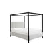 Gena King Canopy Bed | Channel Tufted White Boucle Upholstery | Black