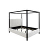Gena King Canopy Bed | Channel Tufted White Boucle Upholstery | Black