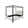 Gena Queen Canopy Bed | Channel Tufted White Boucle Upholstery | Black