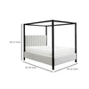 Gena Queen Canopy Bed | Channel Tufted White Boucle Upholstery | Black