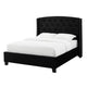 Elle Queen Bed | Tufted Wingback Headboard | Black Velvet Upholstery