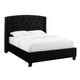 Elle Queen Bed | Tufted Wingback Headboard | Black Velvet Upholstery