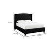 Elle Queen Bed | Tufted Wingback Headboard | Black Velvet Upholstery